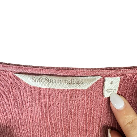 Soft Surroundings Lumi Terra Cotta Pink Long Sleeve V-neck Textured Top - Picture 10 of 11